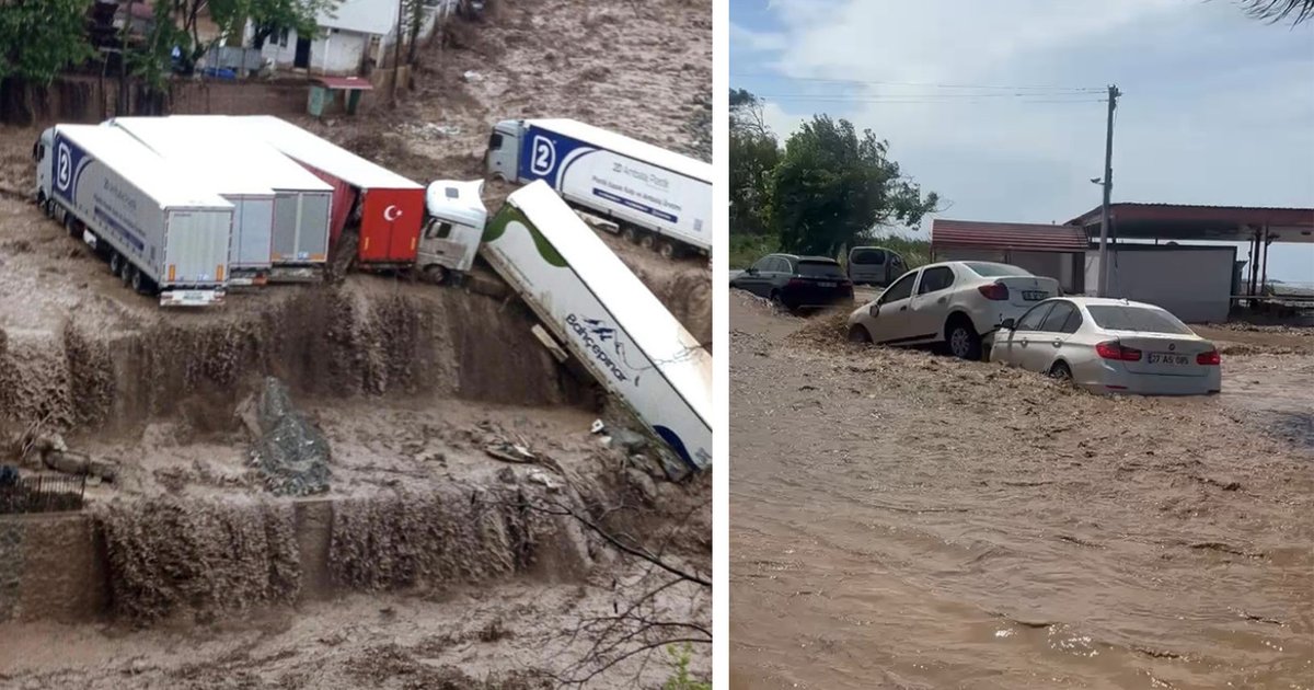 Meteoroloji Uyardı: Sağanak Sele Dönüştü, TIR'lar Sürüklandı