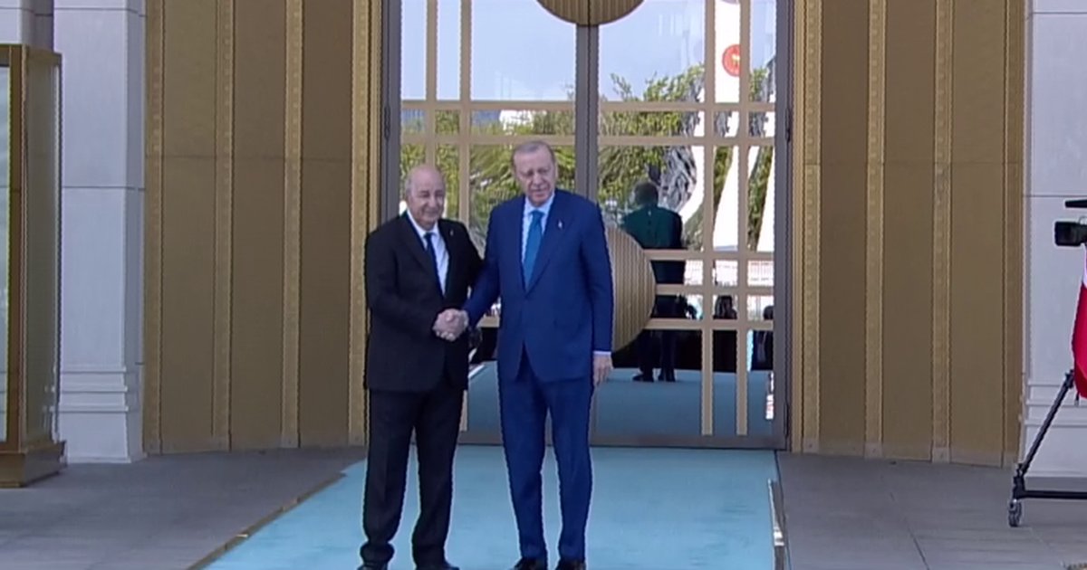Cezayir Cumhurbaşkanı Tebbun Ankara'da, Erdoğan karşıladı