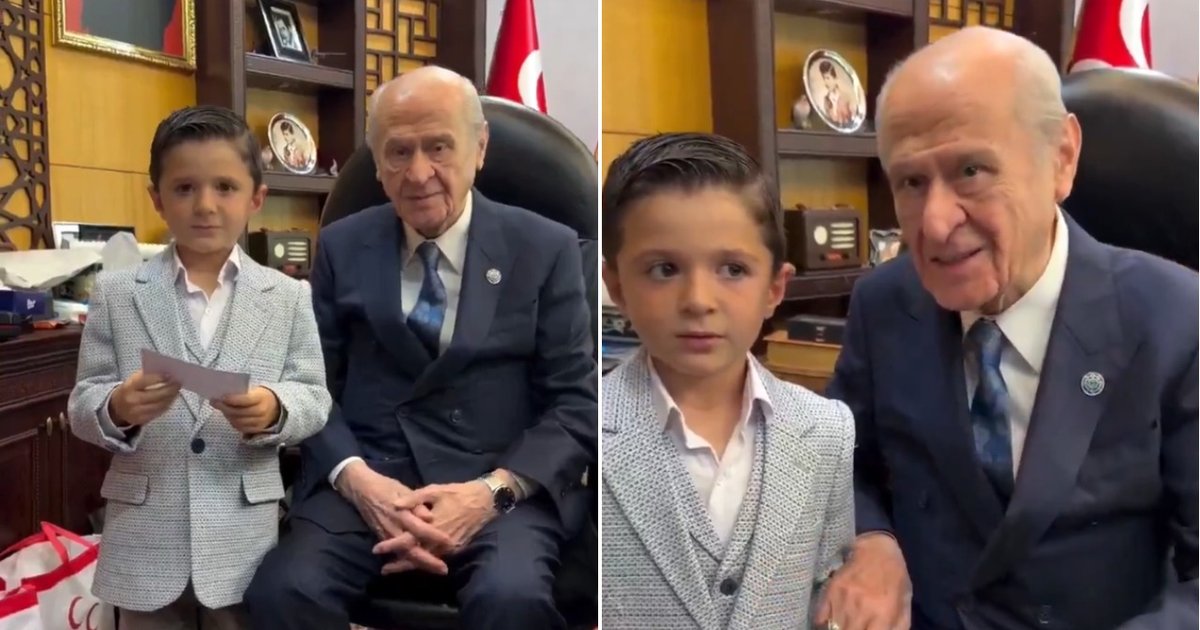 Bahçeli ile çocuk arasında güldüren diyalog