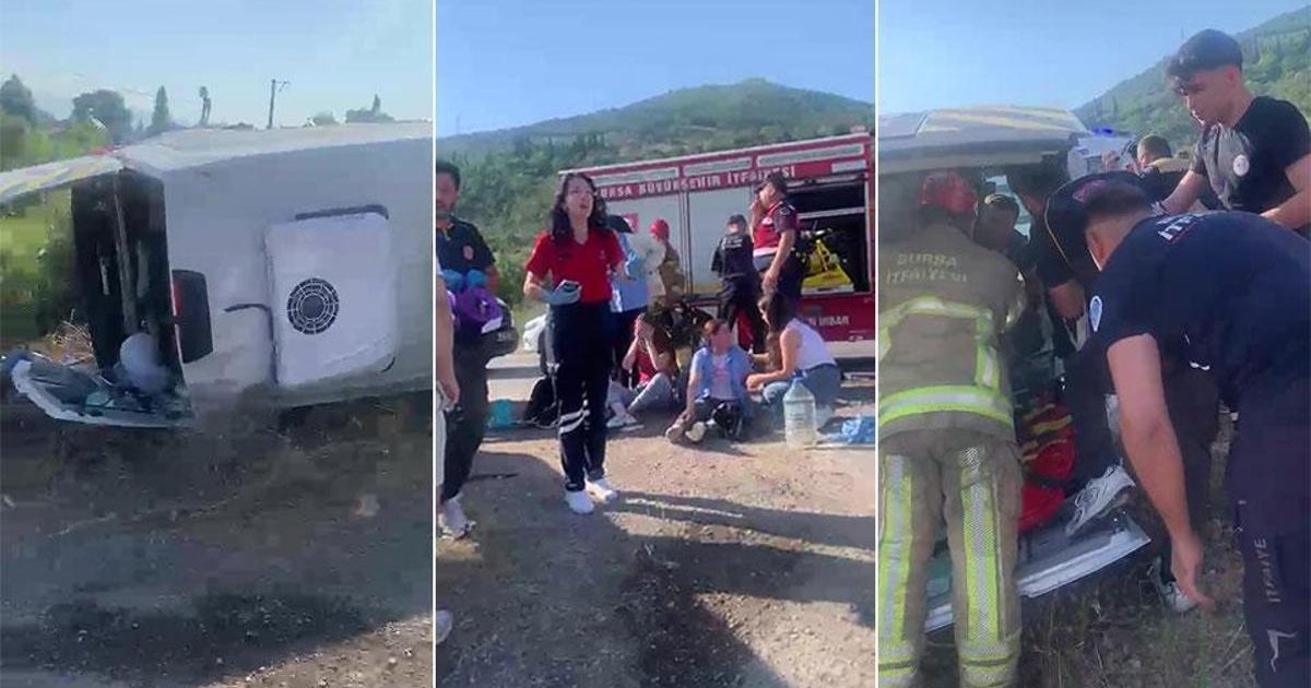 İşçi servisi ile otomobil kafa kafaya çarpıştı: 15 yaralı